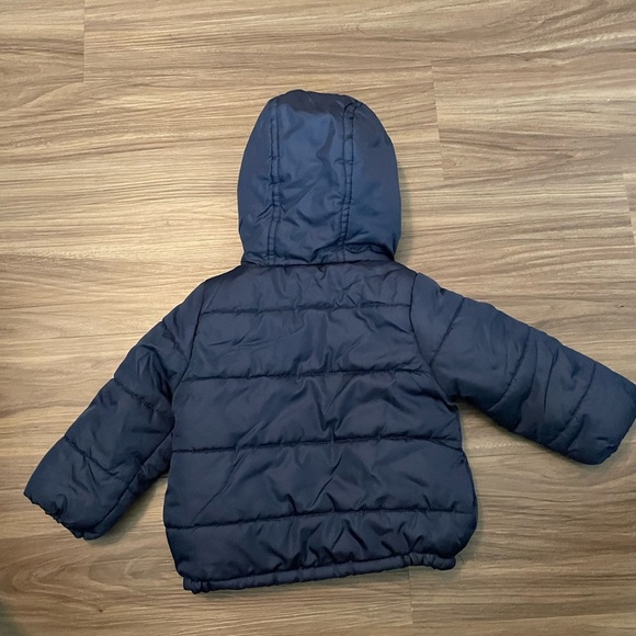 London Fog Toddler Boys Navy Blue Puffer Jacket with Lime interior size 2T - Picture 4 of 5